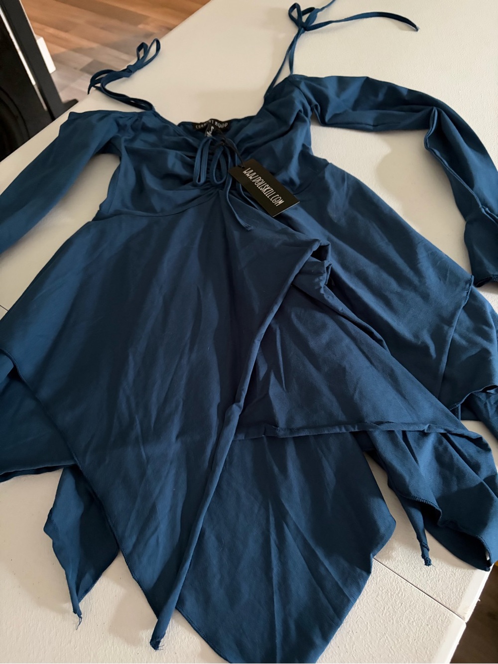 NWT Current Mood Teal Blue Asymmetrical Fairy  Mini Dress